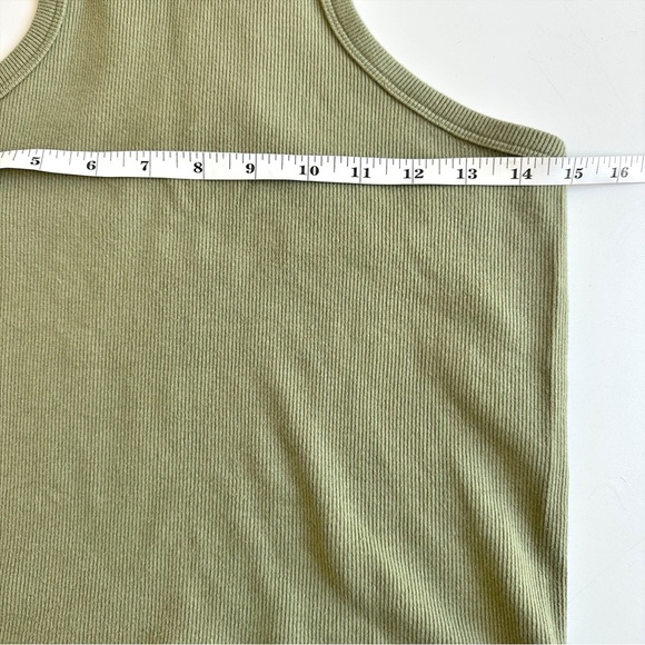 Abercrombie & Fitch Essential High Neck Rib Tank Soft A&F Racerback Large Green - Picture 3 of 7